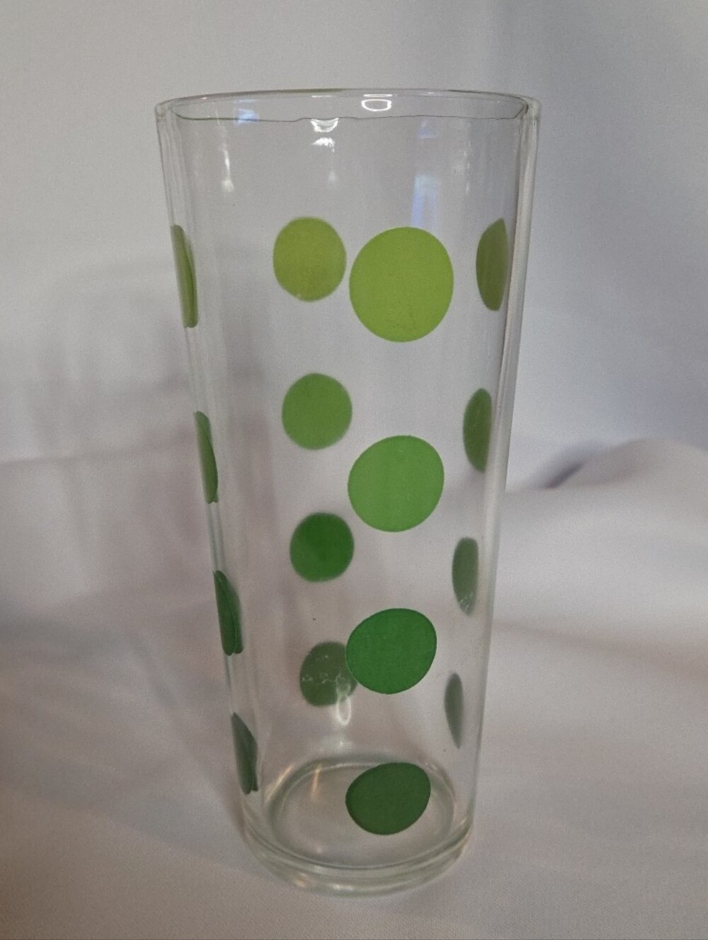 Vintage MCM Libbey Green Polka Dot Glass Tumbler